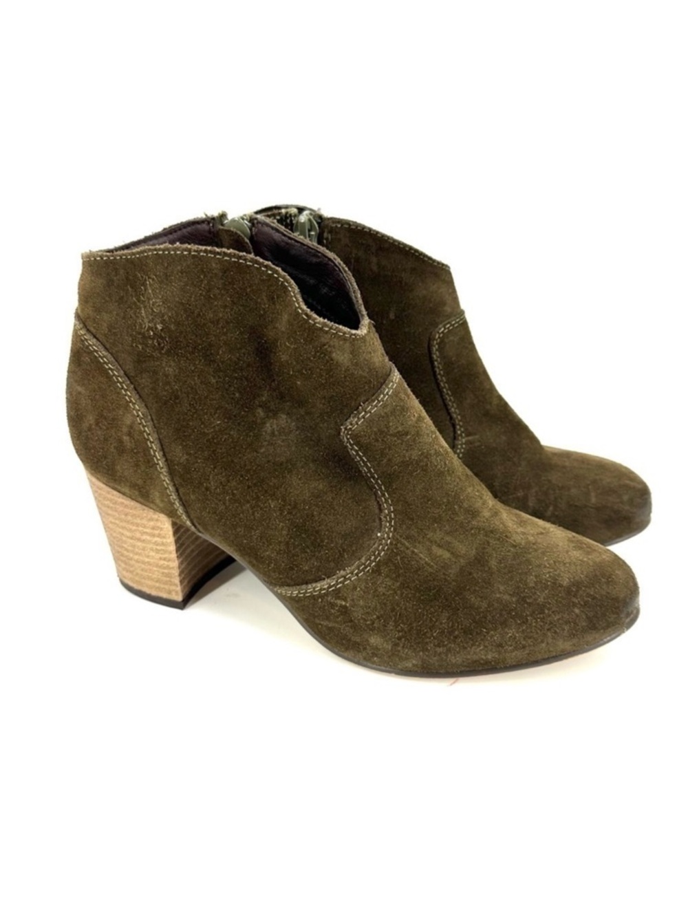Steve Madden Size 7.5 Harrlee Boots Suede Leather Ankle Booties Green Western